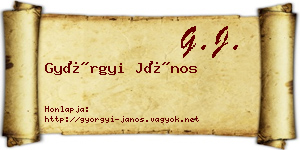 Györgyi János névjegykártya